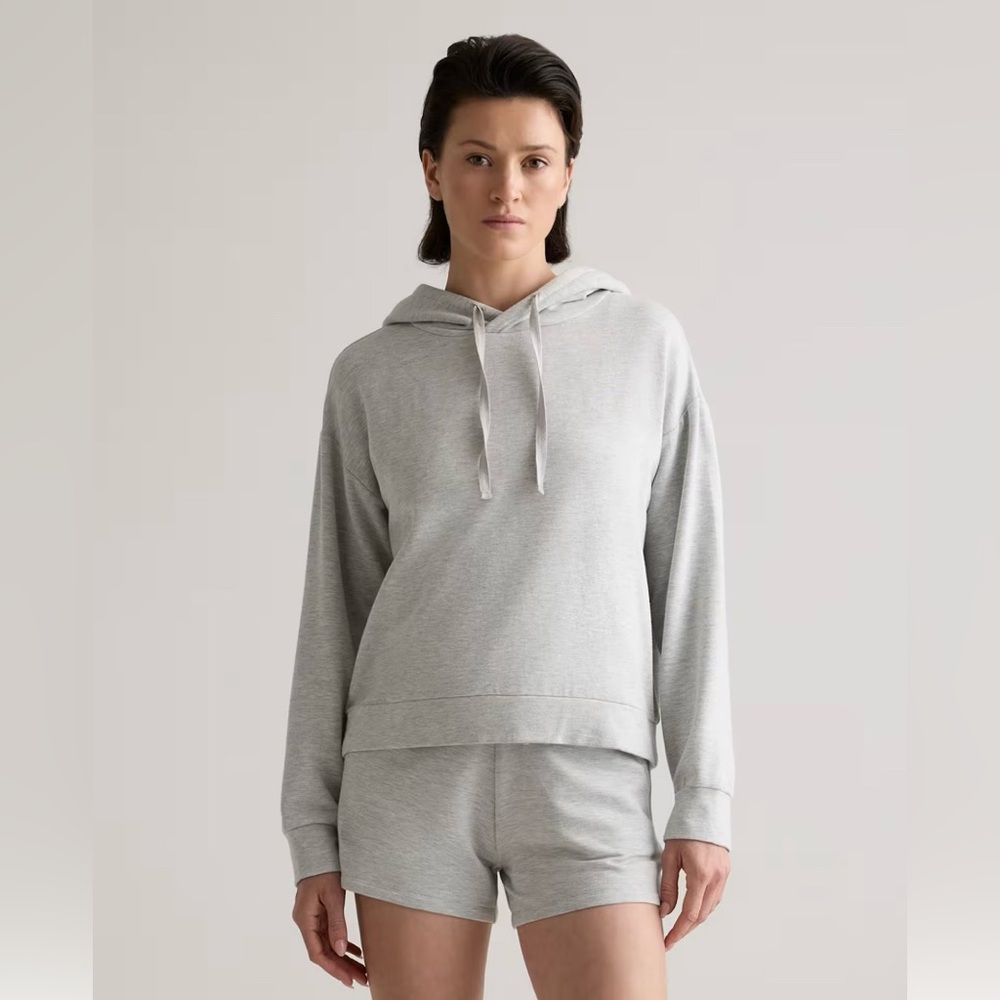Quince Supersoft Fleece Hoodie & Wide Leg Pants (set), small - Picture 2 of 14